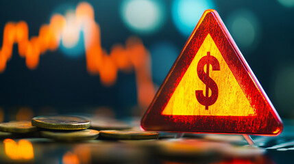Financial market volatility with dollar sign warning, economic downturn ahead