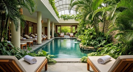 Luxurious Hotel Interior: Red Velvet Seating and Crystal Chandeliers