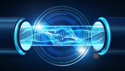 Energy Flow: A mesmerizing depiction of energy, illuminated with dynamic lines and vibrant hues, symbolizing the core of technological advancement and scientific innovation.