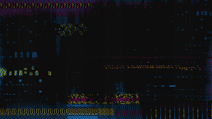 Colorful VHS Glitch Screen Effect. Abstract Technology Background