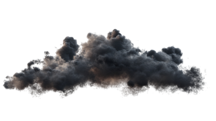 Dramatic black storm clouds gathering with subtle inner glow against a transparent background