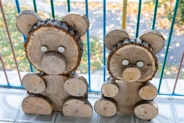 Handmade wooden teddy bears