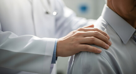 Doctor's Reassuring Hand on Patient's Shoulder: Empathy and Support in Healthcare