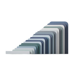 Abstract gradient of cool toned colors in a rising staircase formation