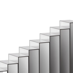 Abstract geometric steps rising diagonally against a black background