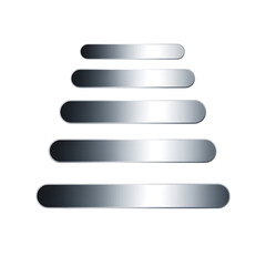 Five sleek metallic bars arranged in a descending staircase on black background