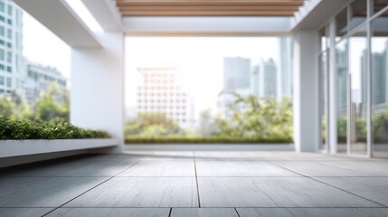 Modern Balcony with City View and Greenery