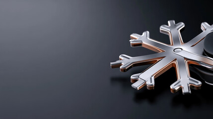 Metallic snowflake ornament featuring a modern, intricate geometric design in silver and copper, presenting a luxurious concept for winter holidays and festive celebrations