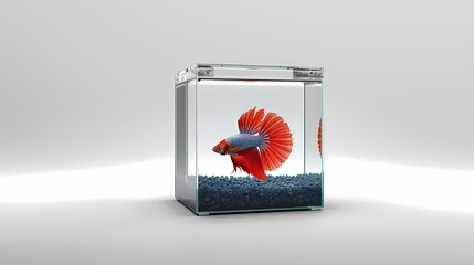 Obraz premium Vibrant Betta Fish in Modern Aquarium Studio Shot.