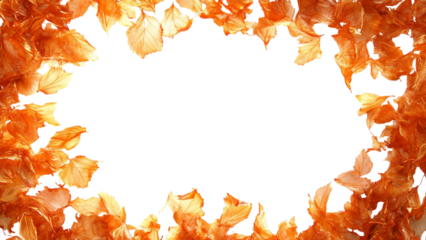 Vibrant autumn leaves bordering a transparent mysterious void
