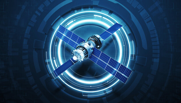Orbital Sentinel: A futuristic image of a satellite in orbit. It represents the forefront of technology, with solar panels extending, and technological glow surrounding it. - Powered by Adobe