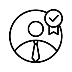 Outline Mentor User Profile Badge Line Art Icon
