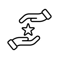 Outline Support Hand Helping Care Line Art Icon
