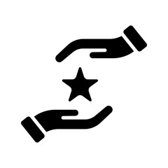 Support Hand Helping Care Flat Black Glyph Icon
