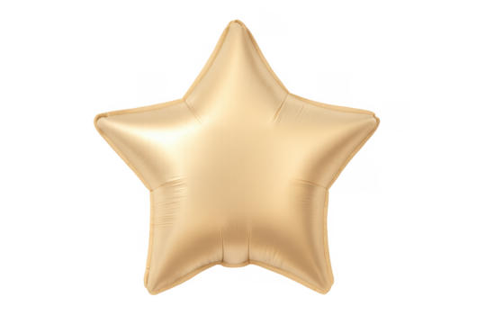 Gold star foil balloon celebrating on transparent background