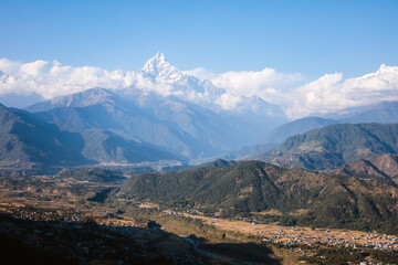 Annapurna mountain range at sunset, Pokhara, Nepal