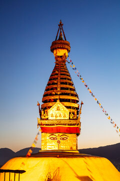 Monkey temple at sunset, Kathmandu, Nepal