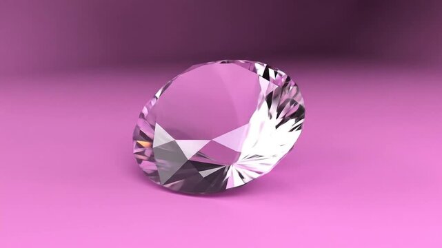 A clear, multi-faceted diamond shines, centered on a pink gradient background