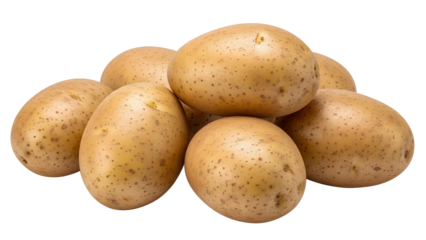 A vibrant pile of fresh healthy whole raw organic potatoes expertly isolated on a clean transparent background perfect for agricultural culinary and nutritional designs