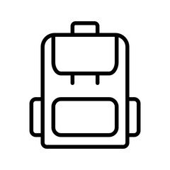 Simple lineart icon of student backpack for campus.
