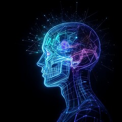 Obraz premium Digital Futuristic Human Profile Mesh