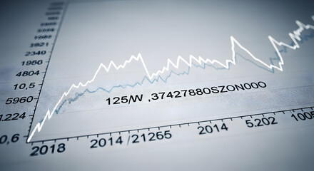Detailed Financial Data Visualization With Chart Showing Growth Trend Over Years, Analyzing Market Insights And Statistical Reports