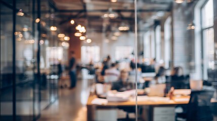 Obraz premium Blurred View of Modern Office with Natural Light