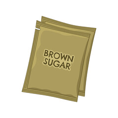 Brown sugar sachets. Vector design