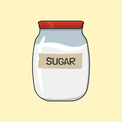 White sugar in a jar. Vector design