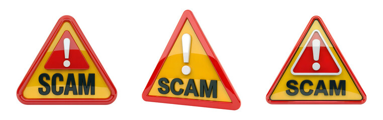Avoid online scams and fraud with these warning sign icons protect your finances and identity today isolated on png transparent background