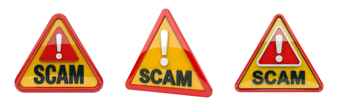 Avoid online scams and fraud with these warning sign icons protect your finances and identity today isolated on png transparent background