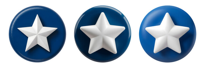 Obraz premium Striking 3D white stars symbols for American pride themed designs and national holiday promotions isolated on png transparent background