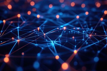 A vibrant digital network of interconnected nodes and lines, pulsing with a dynamic energy that reflects the ever-evolving nature of data and communication.