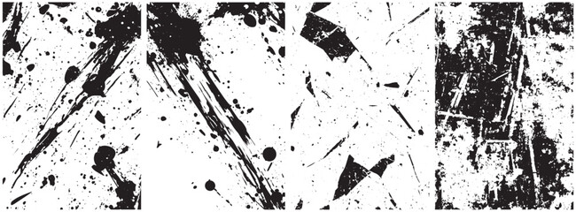 Grunge Ink Splatter and Distressed Texture Set, Abstract Paint Strokes and Scratched Overlay Elements for Edgy Art Projects
