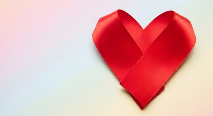 Heart Made of Red Ribbon on Light Background Expressing Love and Affection Symbol of Care and Support 155 Characters Exactly