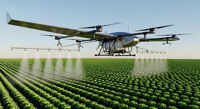 Precision Farming with Advanced Drone Technology Spraying Lush Crop Fields for Optimized Growth