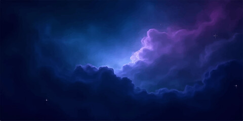 Obraz premium Nebula cloudscape with blue and purple hues in a dark sky