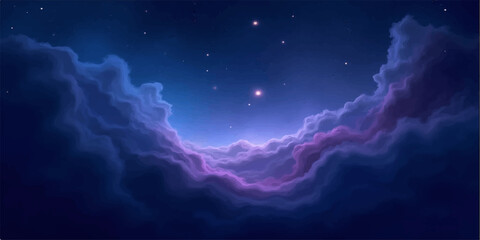 Vibrant nebula and starry night sky with purple and blue hues © Ashraful