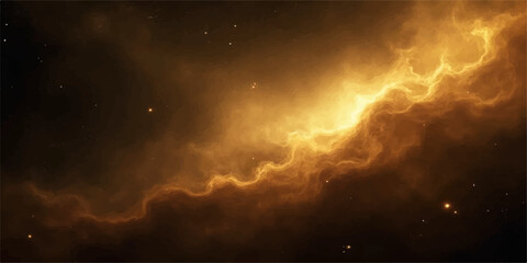 Golden nebula cloud with stars in the dark space background © Ashraful