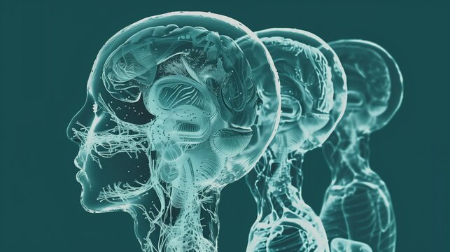 Scientific developmental biology illustration showing thyroid gland embryological formation, stages of development from pharyngeal endoderm, anatomical progression timeline
