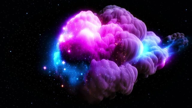 Colorful Cosmic Gas Cloud Nebula Floating in Starry Outer Space