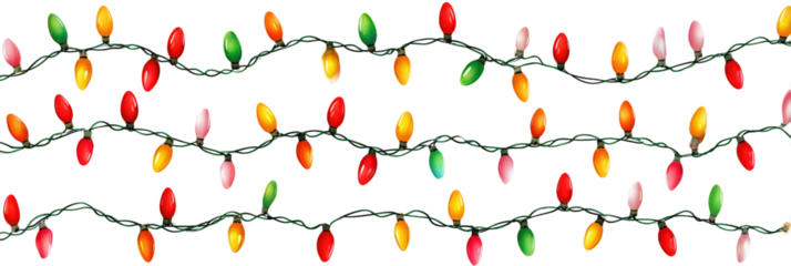Colorful Christmas garlands on a black background for holiday decor and celebrations. Perfect for holiday campaigns, seasonal decor, and family gatherings.