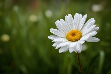 Delicate white daisy bloom in a sunlit garden scene