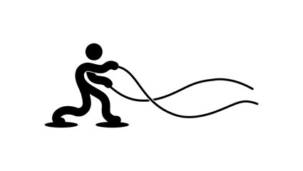 Battle Ropes figure, black isolated silhouette