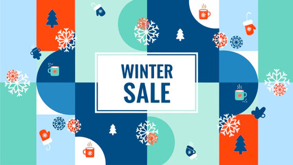 Snowflake Themed Winter Sale Flat Banner