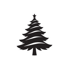 Layered Christmas Tree Silhouette | Modern Holiday Tree Clipart