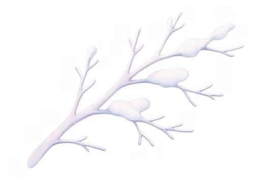 Snowy tree branch with winter snow and ice