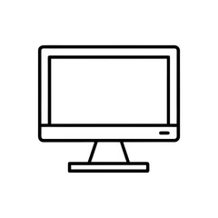 Illustration of a desktop computer with a blank screen on transparent background