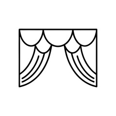 Illustration of a simple curtain with scalloped valance on transparent background
