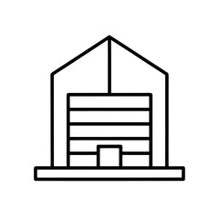 Illustration of a simple warehouse building outline on transparent background